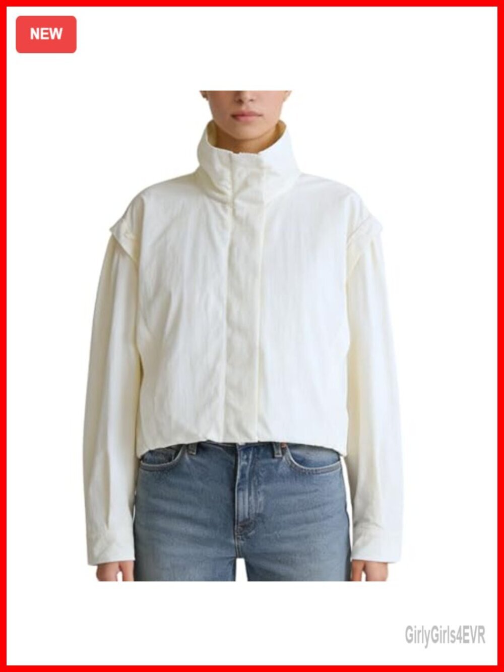 Cropped Bomber Jacket Long Sleeve High Neck Lightweight with Pockets
